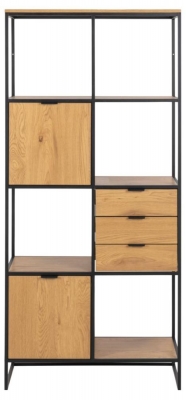 Product photograph of Solway Oak 2 Door 3 Drawer Bookcase With 4 Shelves from Choice Furniture Superstore