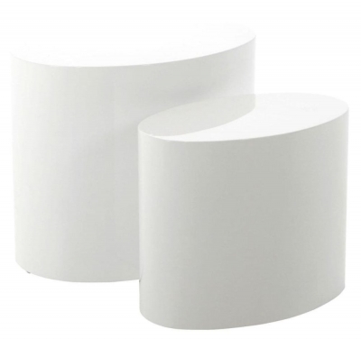 Product photograph of Motley White Gloss Oval Coffee Table Set Of 2 from Choice Furniture Superstore