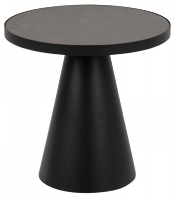 Product photograph of Solen Black Fairbanks Ceramic Top Round Side Table from Choice Furniture Superstore