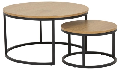 Soham Industrial Round Coffee Table (Set of 2)