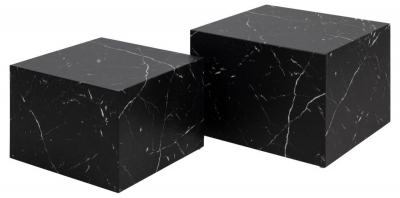 Clearance Diaz Black Marquina Marble Effect Coffee Table Set Of 2 D581