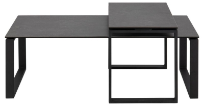 Clearance Kiefer Black Ceramic Top Coffee Table Set Of 2 D561