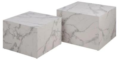 Clearance Diaz White Carrara Marble Effect Coffee Table Set Of 2 Fss15528