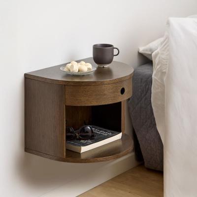 Paron Bedside Table - 1 Drawer - Smoked Oak - Wall Mounted - Floating