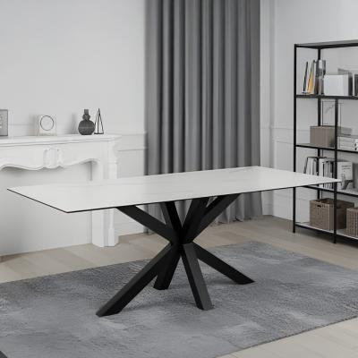 Heaven Round Dining Table - 8 Seater - 200cm - White Ceramic and Black - with Star Legs