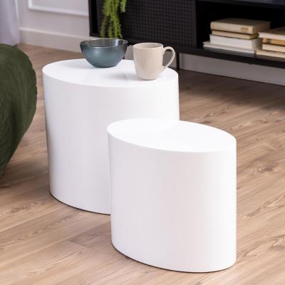 Mice White Gloss Oval Coffee Table - Set of 2