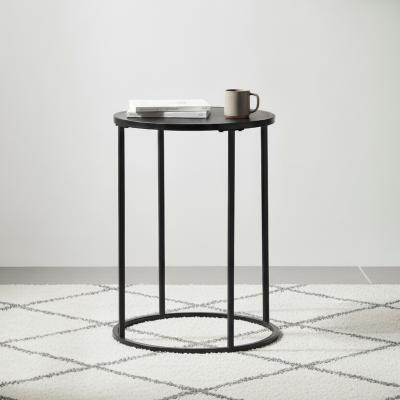 Seaford Side Table - Round - Black Melamine and Metal