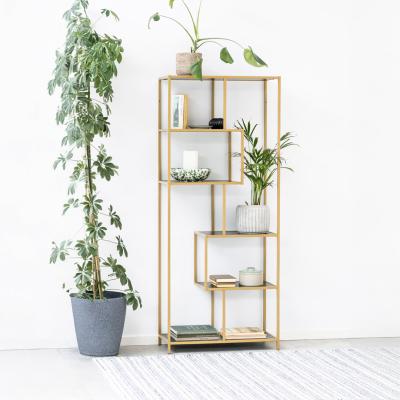 Seaford Bookshelf - Tall Open - Black and Gold Metal