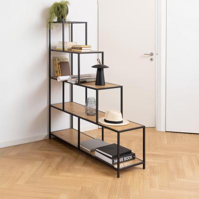 Seaford Shelving Unit - Large Open - Oak and Black Metal