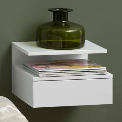 Ashlan White Painted 1 Drawer Wall Mounted Floating Bedside Table