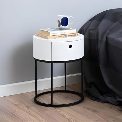 Polo Bedside Table - 1 Drawer - Round - White Painted