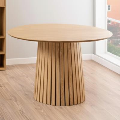 Christo Dining Table - 4 Seater - Round - Slatted Pedestal - 120cm - Oak