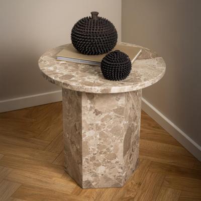 Naxos Side Table - Round - Latte Brown Marble