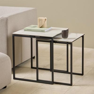 Katrine Coffee Table - Square - White Ceramic - Set of 2