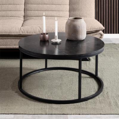 Spiro Coffee Table - Round - Black Marble Effect