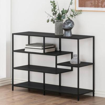 Seaford Shelving Unit - Open - Black Melamine and Metal