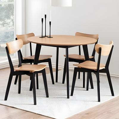 Roxby Round Dining Set - 4 Seater - 105cm - Oak and Black