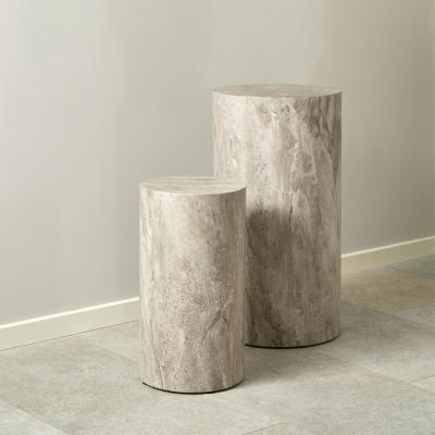 Dice Pillar - Round - Grey Marble Effect - Set of 2