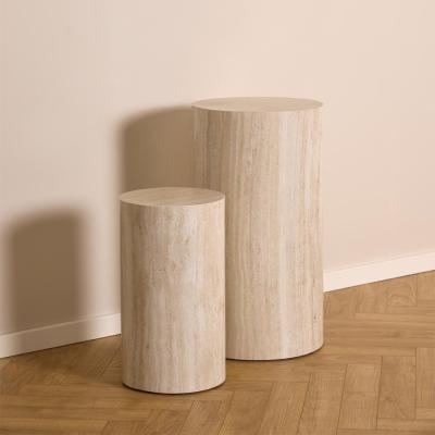 Dice Pillar - Round - Travertine Effect - Set of 2