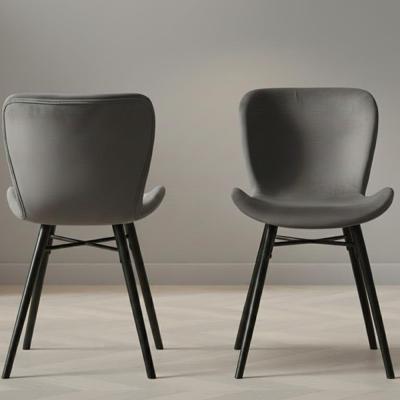 Batilda Dining Chair - Set of 2 - Dark Grey Velvet Fabric
