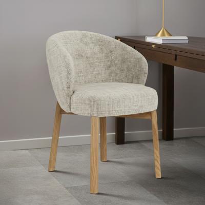 Darlene Dining Chair - Set of 2 - Beige Fabric - with Oak Legs