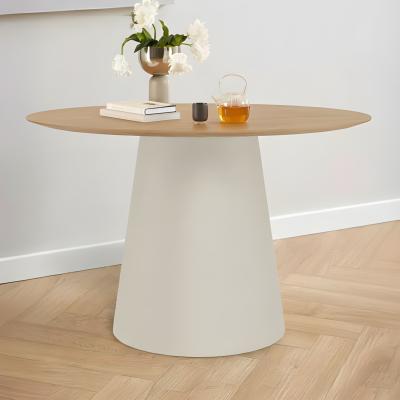 Soli RoundDining Table - 4 Seater  - Pedestal - 120cm - Oak and Grey Metal