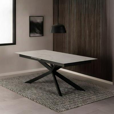 Irwine White Ceramic 8-10 Seater Extending Dining Table with Star Legs - 200cm-240cm