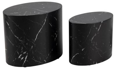 Product photograph of Motley Black Marble Effect Oval Coffee Table Set Of 2 from Choice Furniture Superstore