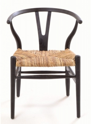 Product photograph of Shoreditch Black Wooden Dining Chair With Rush Seat Sold In Pairs from Choice Furniture Superstore