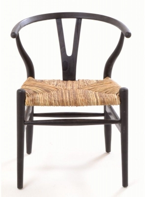 Shoreditch Black Wooden Dining Chair with Rush Seat (Sold in Pairs)