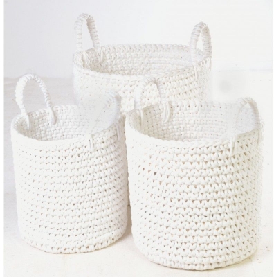 Ancient Mariner White Rope Baskets (Set of 3)