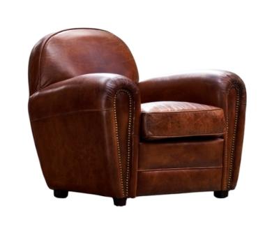 Ancient Mariner Vintage Brown Leather Art Deco Style Armchair