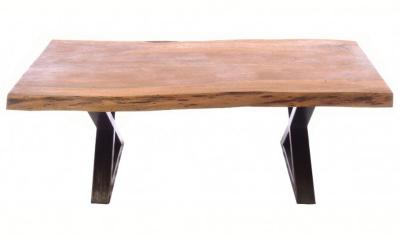 Old Empire Mango Wood Cross Legged 180cm Live Edge Dining Table 6 Seater