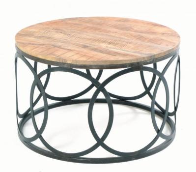 Old Empire Mango Wood Round Lattice Frame Coffee Table