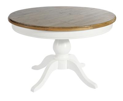 Lulworth White Reclaimed Pine 120cm Round Pedestal Dining Table 4 Seater