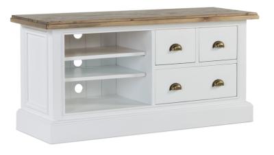 Lulworth White Reclaimed Pine 2 Drawer Media Unit