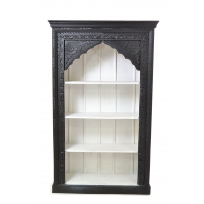 Product photograph of Ancient Mariner Carved Black Mango Wood Bookcase from Choice Furniture Superstore