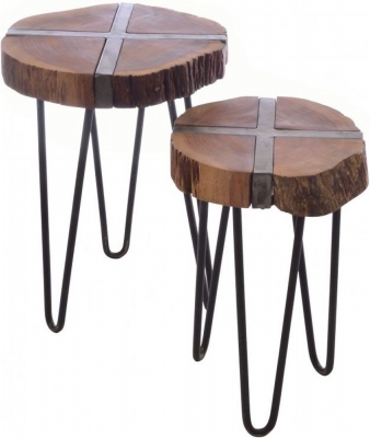 Product photograph of Old Empire Acacia Wood Freeform Nest Of Tables from Choice Furniture Superstore