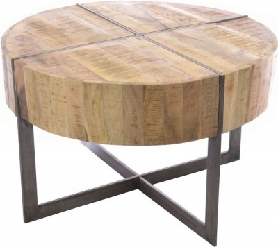 Product photograph of Old Empire Mango Wood Round Coffee Table from Choice Furniture Superstore