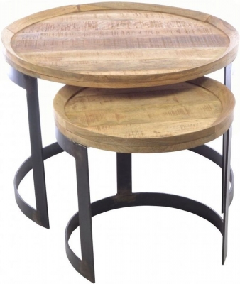 Product photograph of Old Empire Mango Wood Round Nest Of Tables from Choice Furniture Superstore