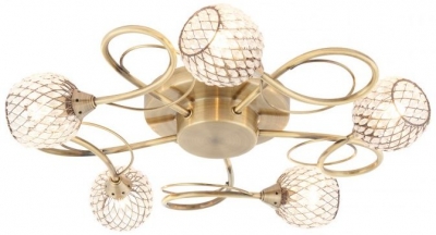 Product photograph of Aherne 5 Antique Brass Ceiling Light from Choice Furniture Superstore