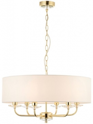 Product photograph of Nixon 6 Brass Pendant Light from Choice Furniture Superstore