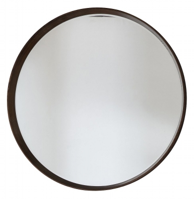 Product photograph of Keaton Walnut Round Mirror - 73 5cm X 73 5cm from Choice Furniture Superstore