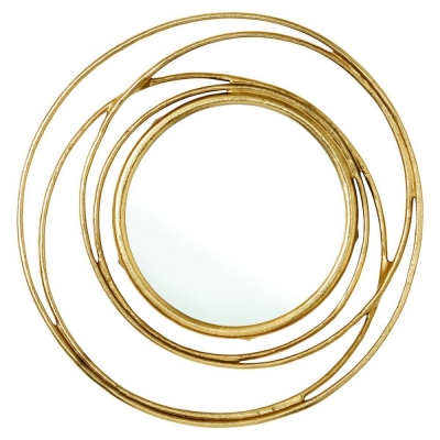 Product photograph of Allende Satin Gold Round Mirror - 68cm X 68cm from Choice Furniture Superstore