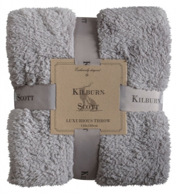 Product photograph of Teddy Snuggly Silver Fleece Fabric Throw from Choice Furniture Superstore