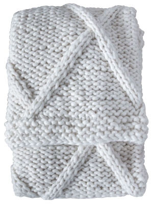 Image of Cable Knit Diamond Cream Fabric Throw