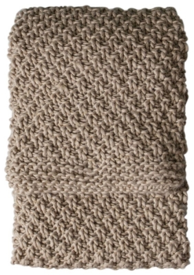 Image of Chunky Moss Knitted Oatmeal Fabric Throw