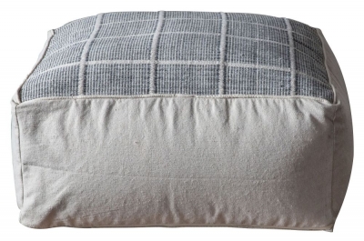 Product photograph of Coburg Grey And Natural Woven Artisan Design Fabric Pouffe from Choice Furniture Superstore