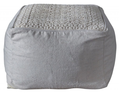 Product photograph of Freer Cream And Natural Woven Artisan Design Fabric Pouffe from Choice Furniture Superstore