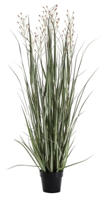 Small Grass with Green Russet Heads Artificial Potted Plant
